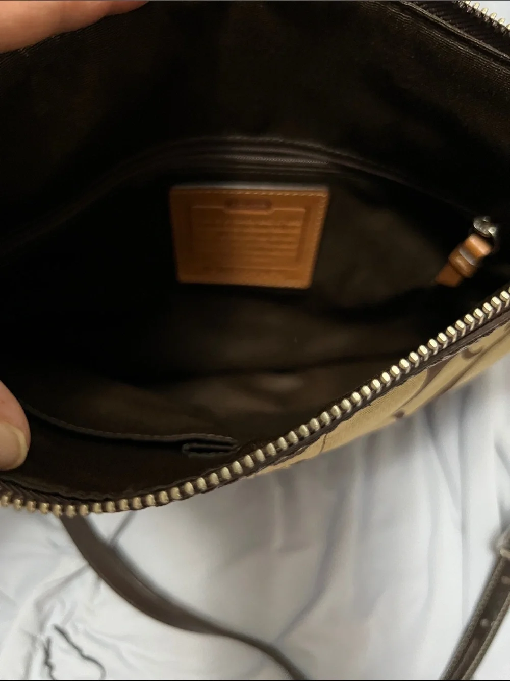 Coach Tan and Brown Signature Shoulder Bag